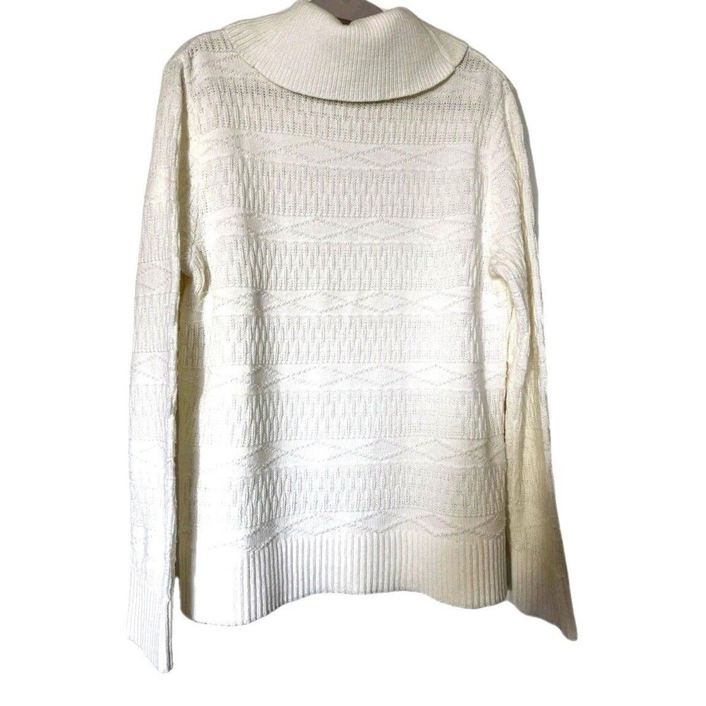 Christopher & Banks Woman’s Size Large Cowl‎ Neck Sweater White Long Sleeve - Picture 7 of 8